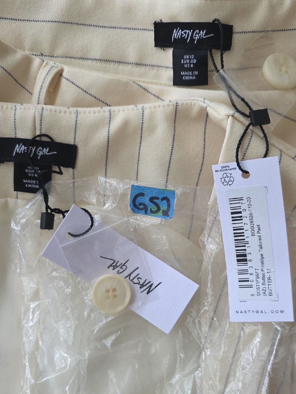 NastyGal Butter Pinstripe Tailored Vest (6) & Pinstripe Tailored Pants (8) Set - Picture 6 of 6